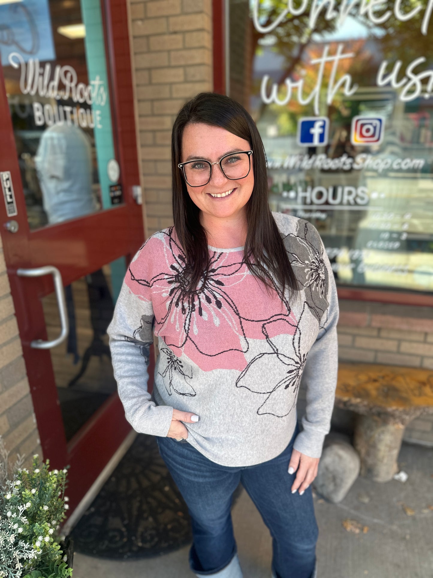 Flower Jacquard Dolman Sweater