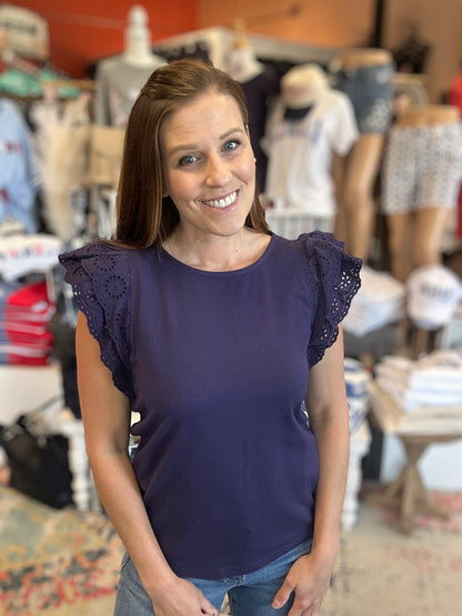 Eyelet Ruffle Lace Short Sleeve
