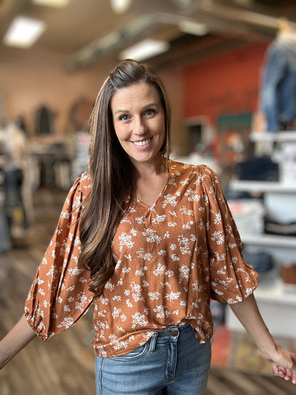 Woven Floral Print Blouse