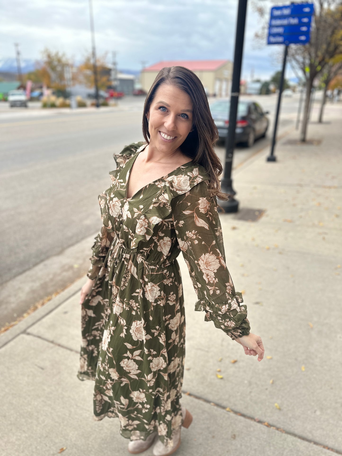 Ruffle Midi Floral Dress