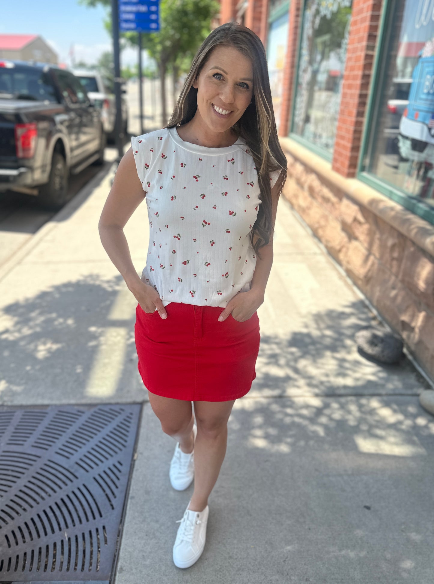 Cherry  Sleeveless Top