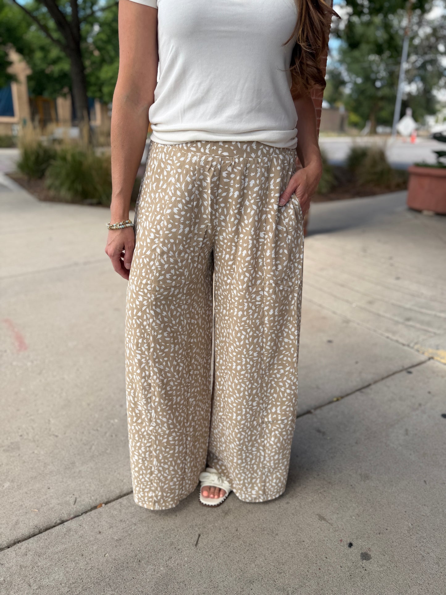 Geo Print Wide Leg Pants