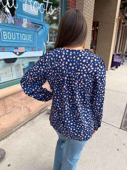 Suki V-Neck Printed Blouse