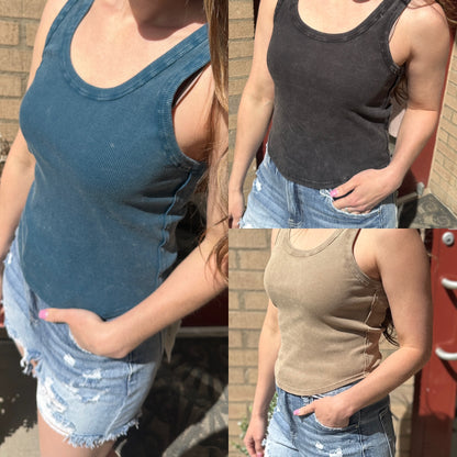 Ribbed Roundneck Tank