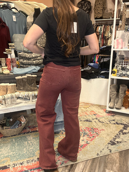 Twisted Seam Retro Burgundy Jeans