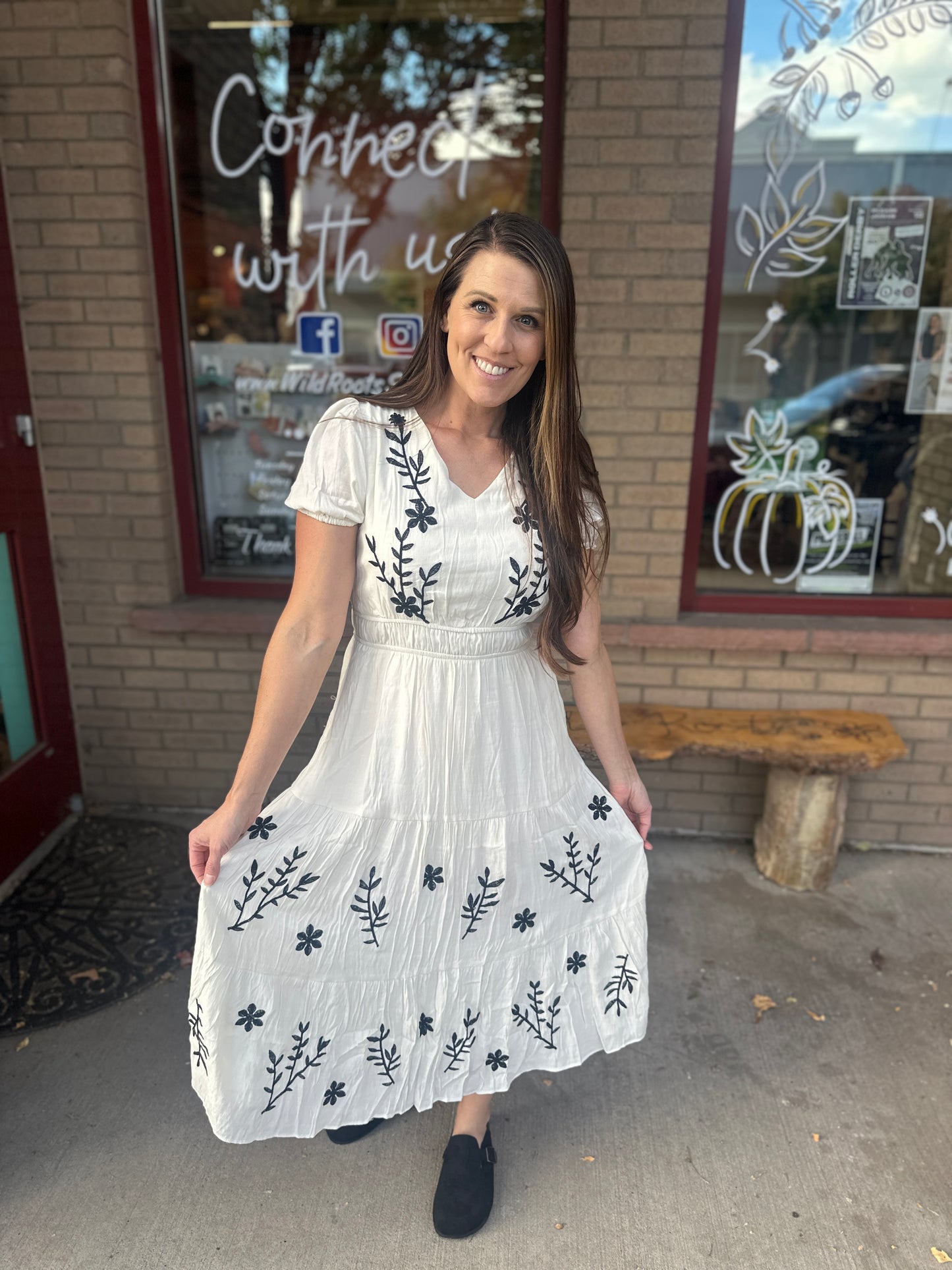Ivory & Floral Black Dress