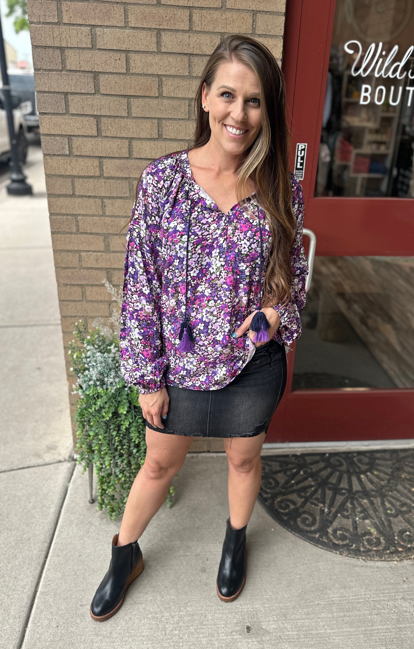 Purple Boho Flower Blouse