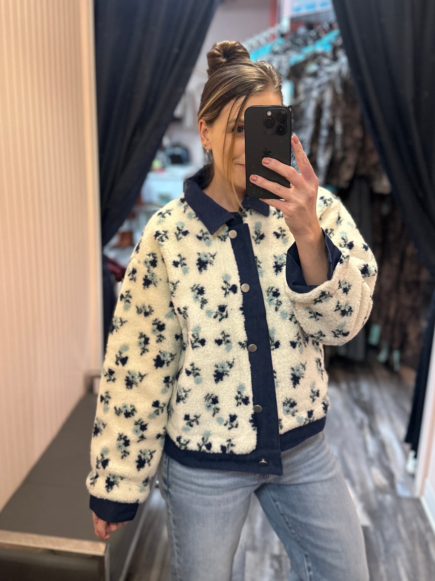 Floral Collared Button Up Jacket