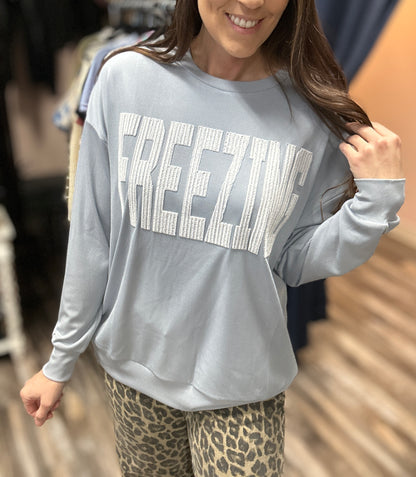 Embroidered Ribbed Freezing Pullover