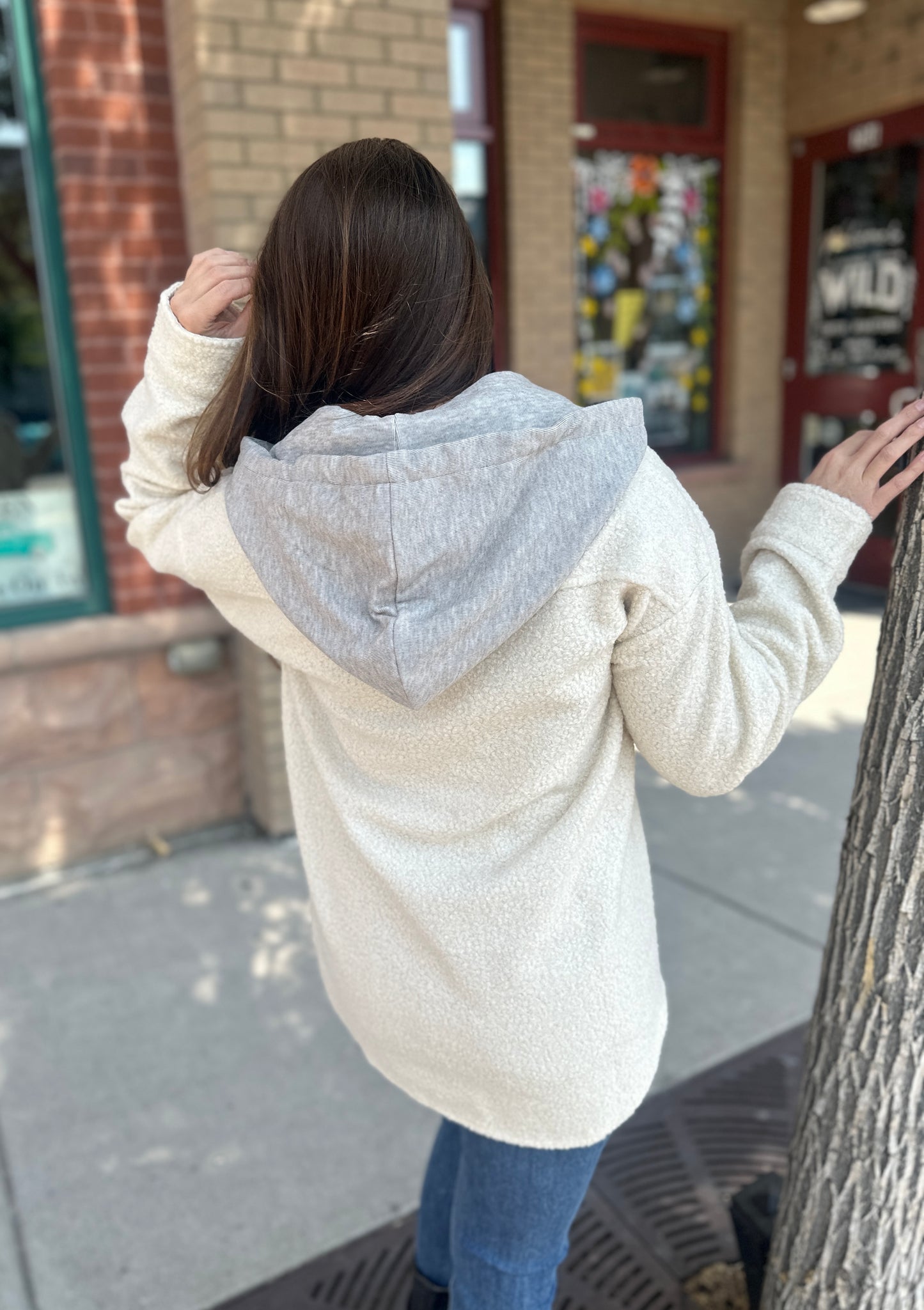 Cream Hooded Shacket