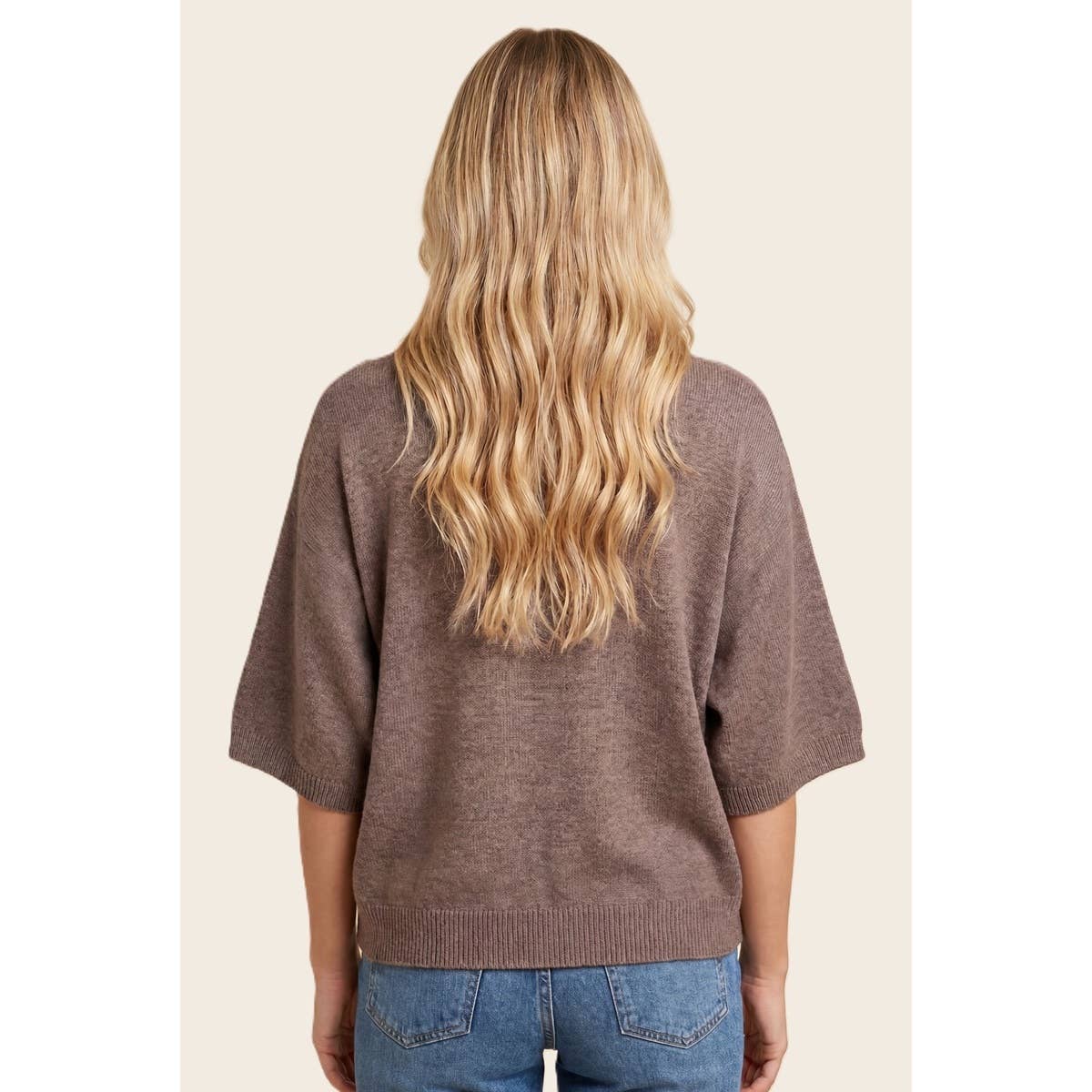 Solid Dolman Elbow Sleeve Top