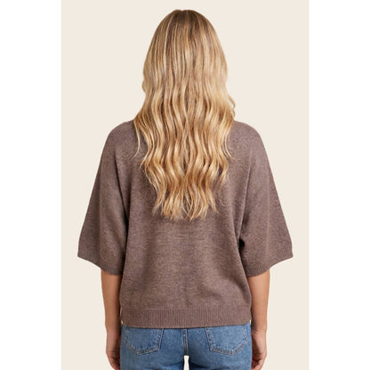 Solid Dolman Elbow Sleeve Top