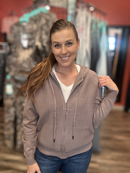 Waffle Knit Zip Hoodie