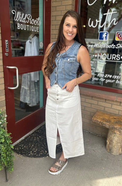 White Maxi Denim Skirt