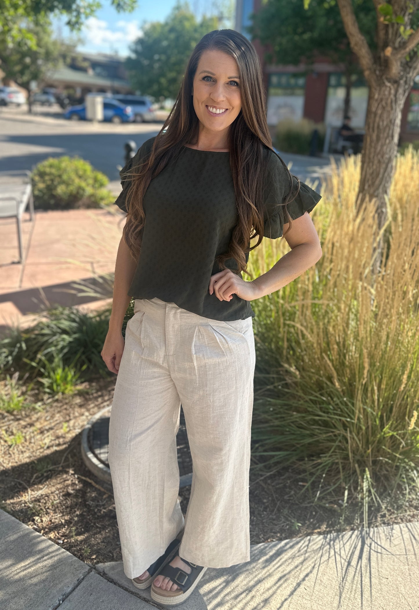 Solid Ruffle Short Sleeve