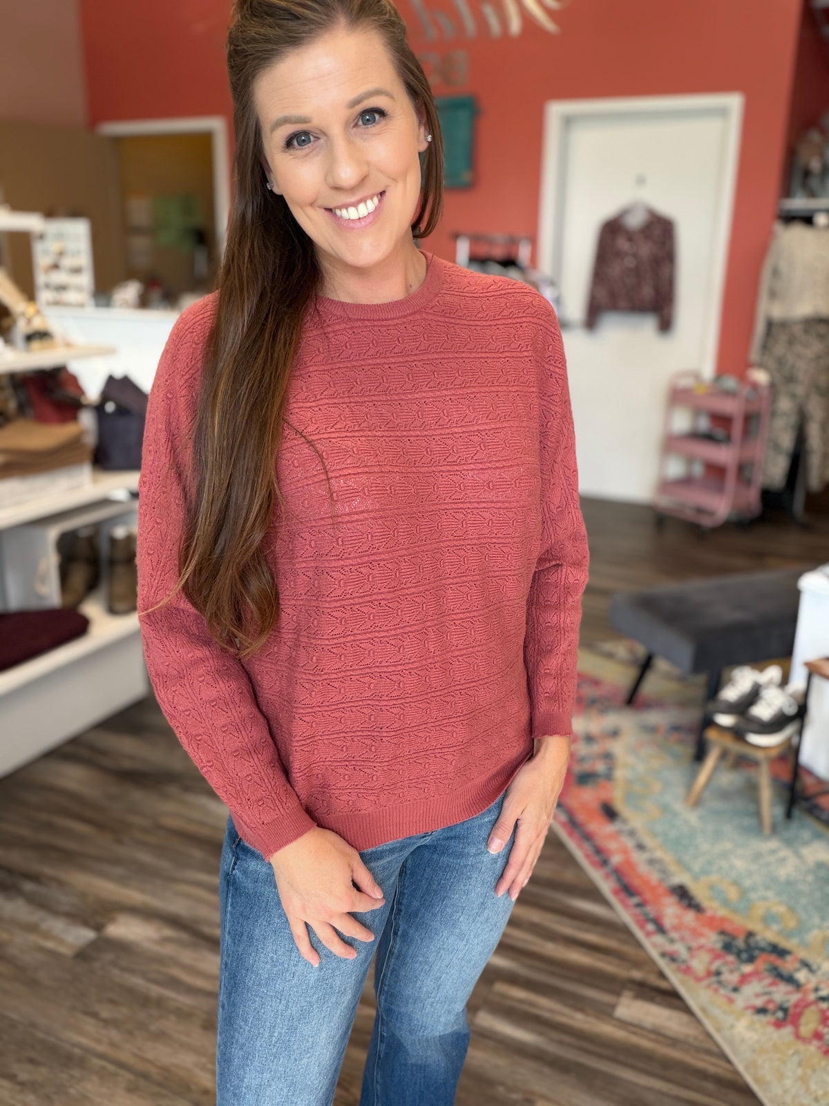 Rose Dolman Pointelle Sweater