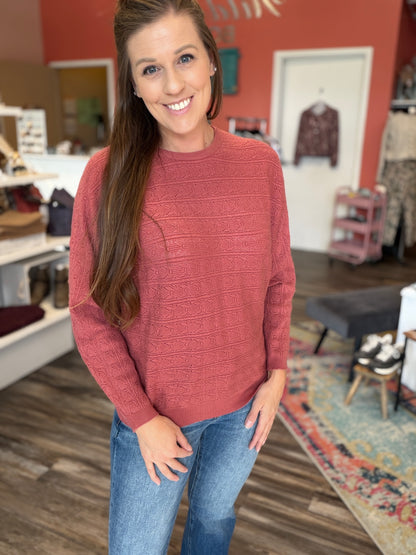 Rose Dolman Pointelle Sweater