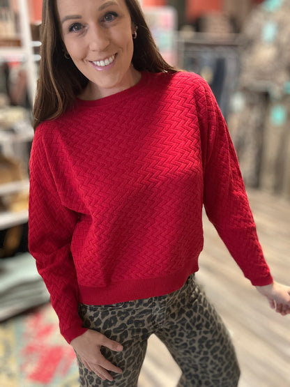Herringbone Textured Dolman Sweater