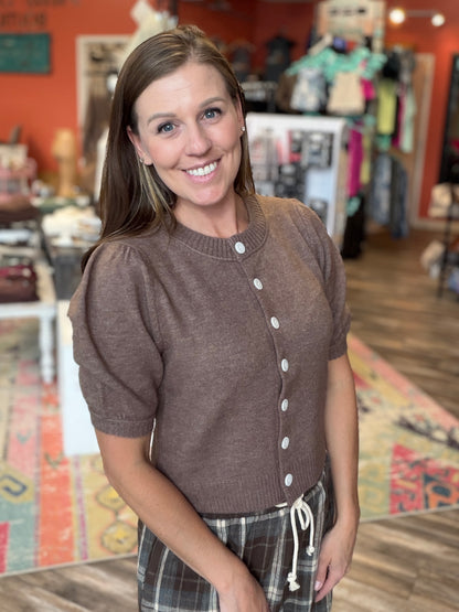 Puff Button Down Cardigan