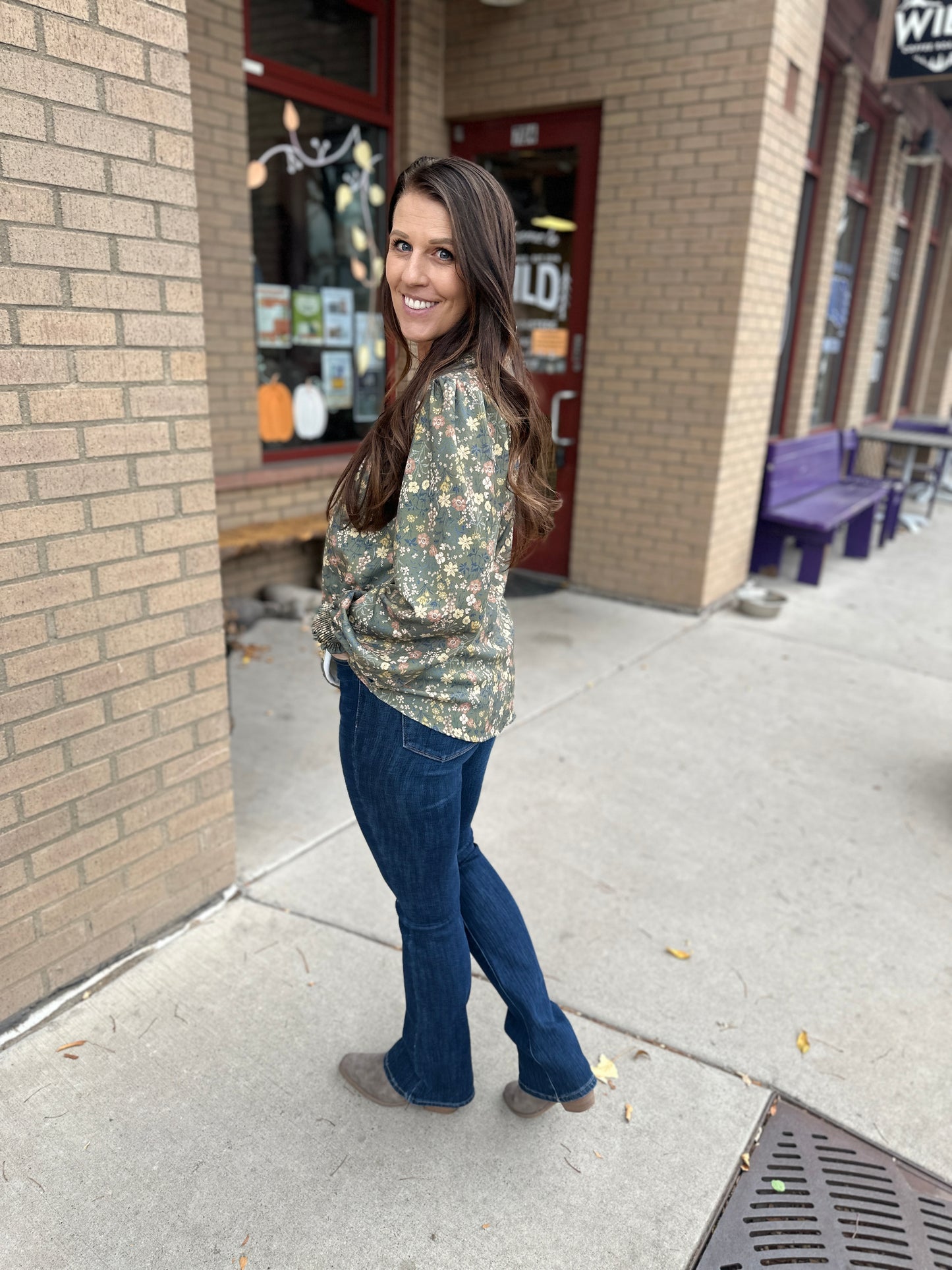 Olive and Floral Blouse