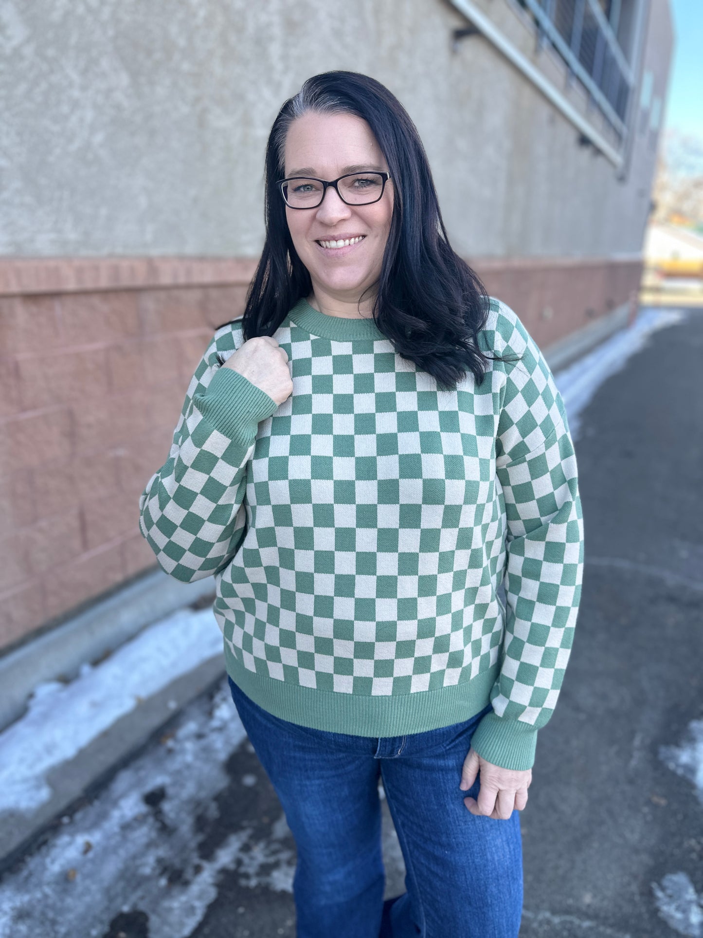 Checkered Pullover Sweater