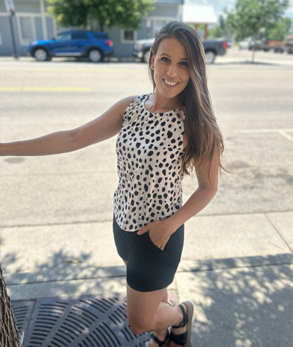 Polka Dot Sleeveless Knit Top