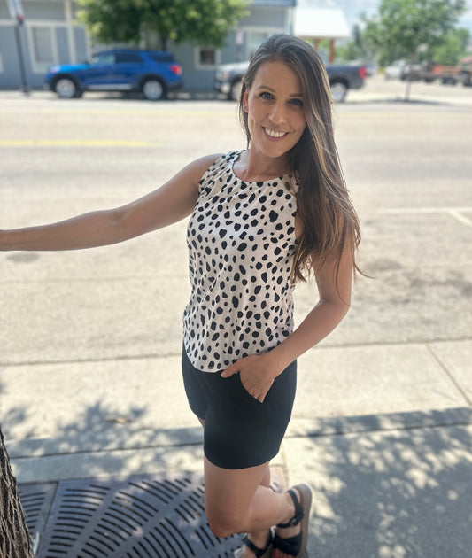 Polka Dot Sleeveless Knit Top