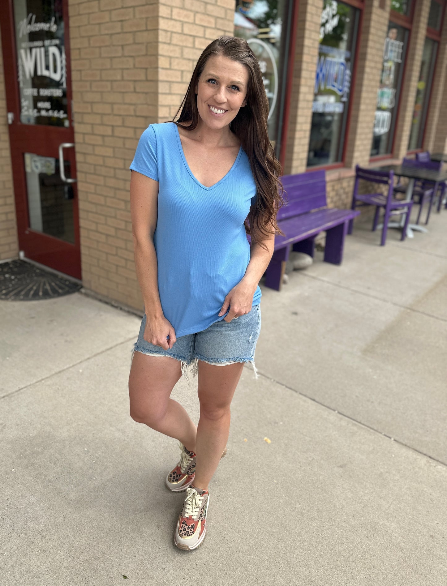 Hold Tight Ribbed V-Neck Short Sleeve