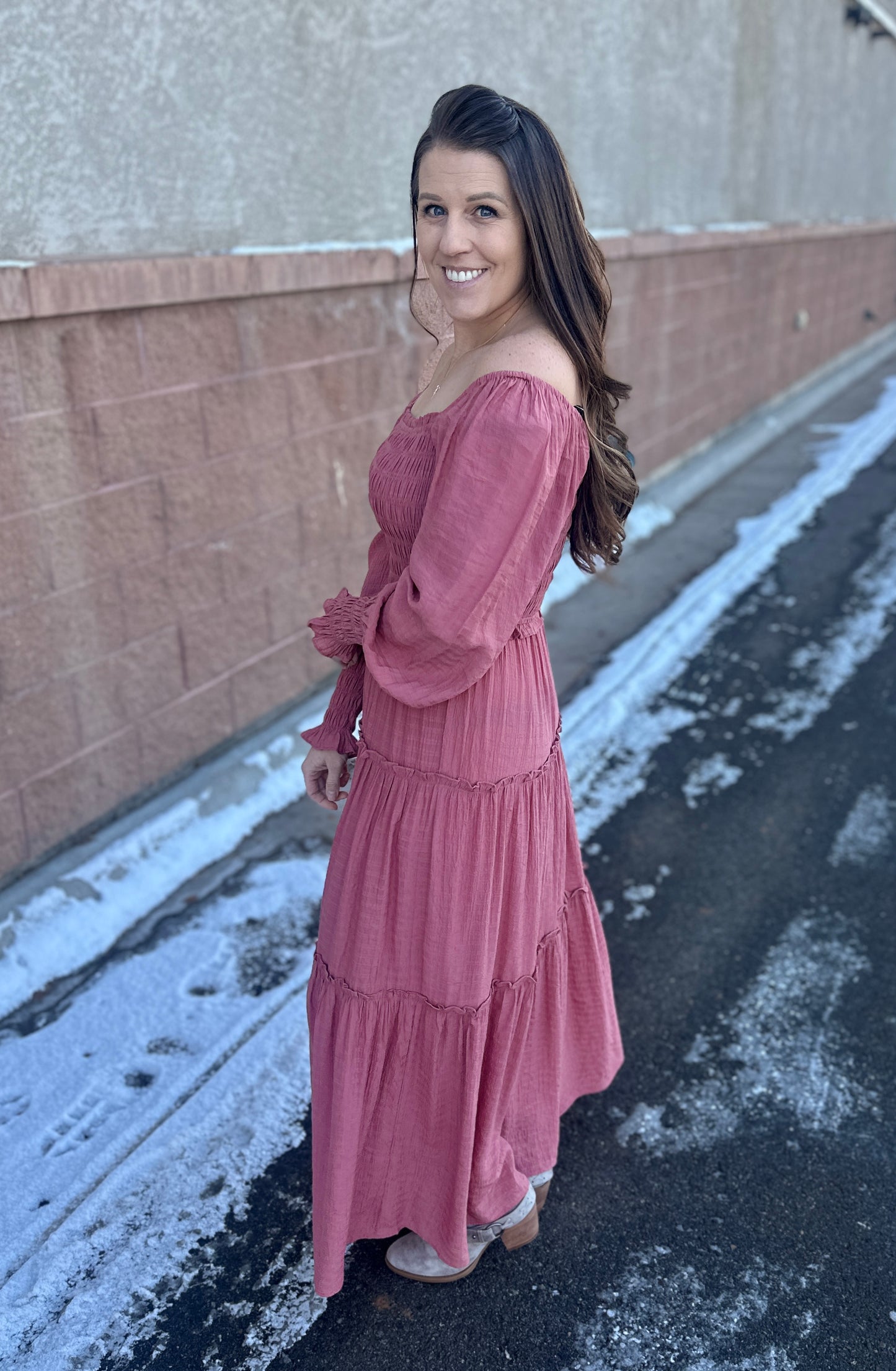 Smocked Ruffle Maxi Dress