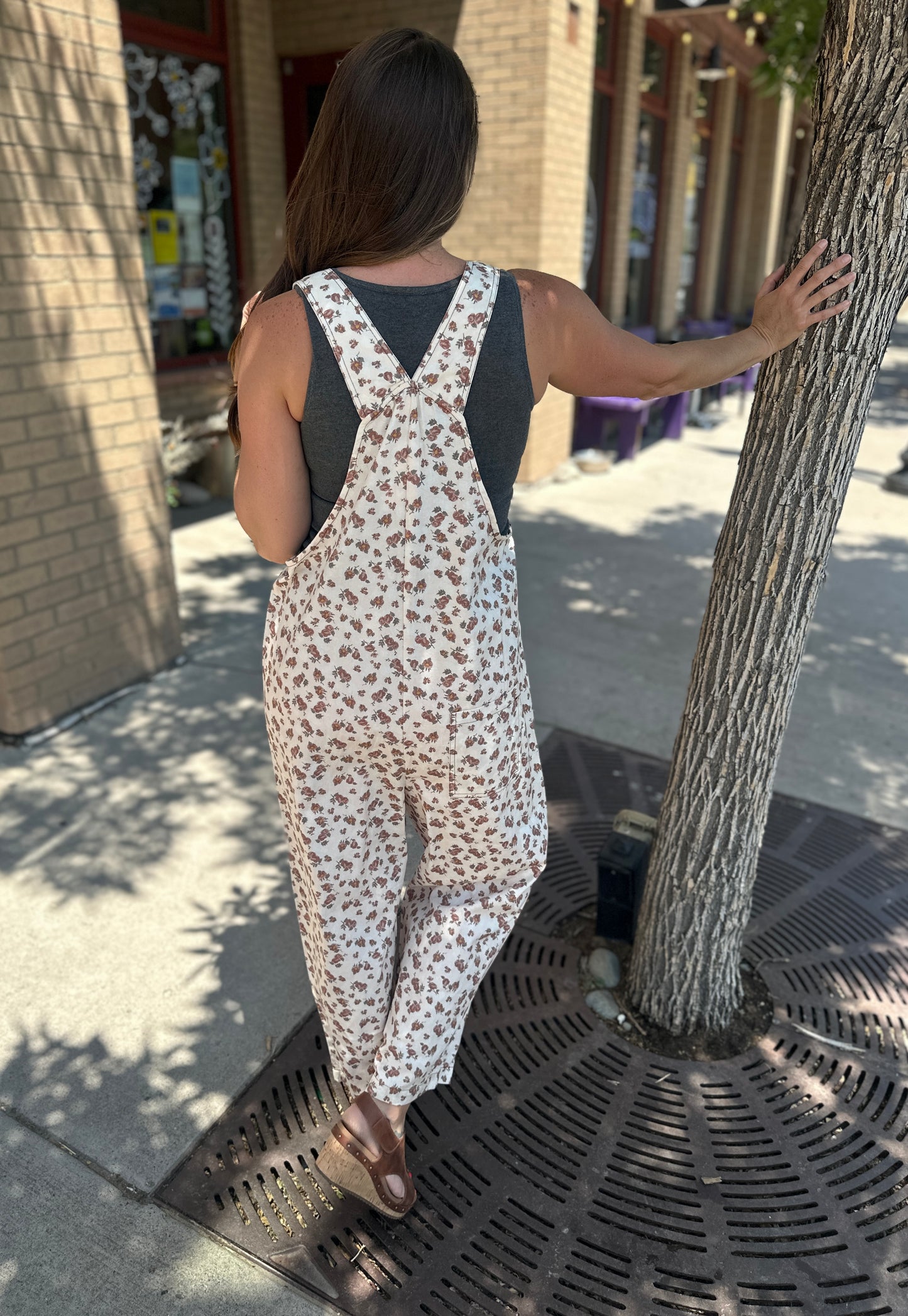 Barrel Bib Floral Suspender Overalls