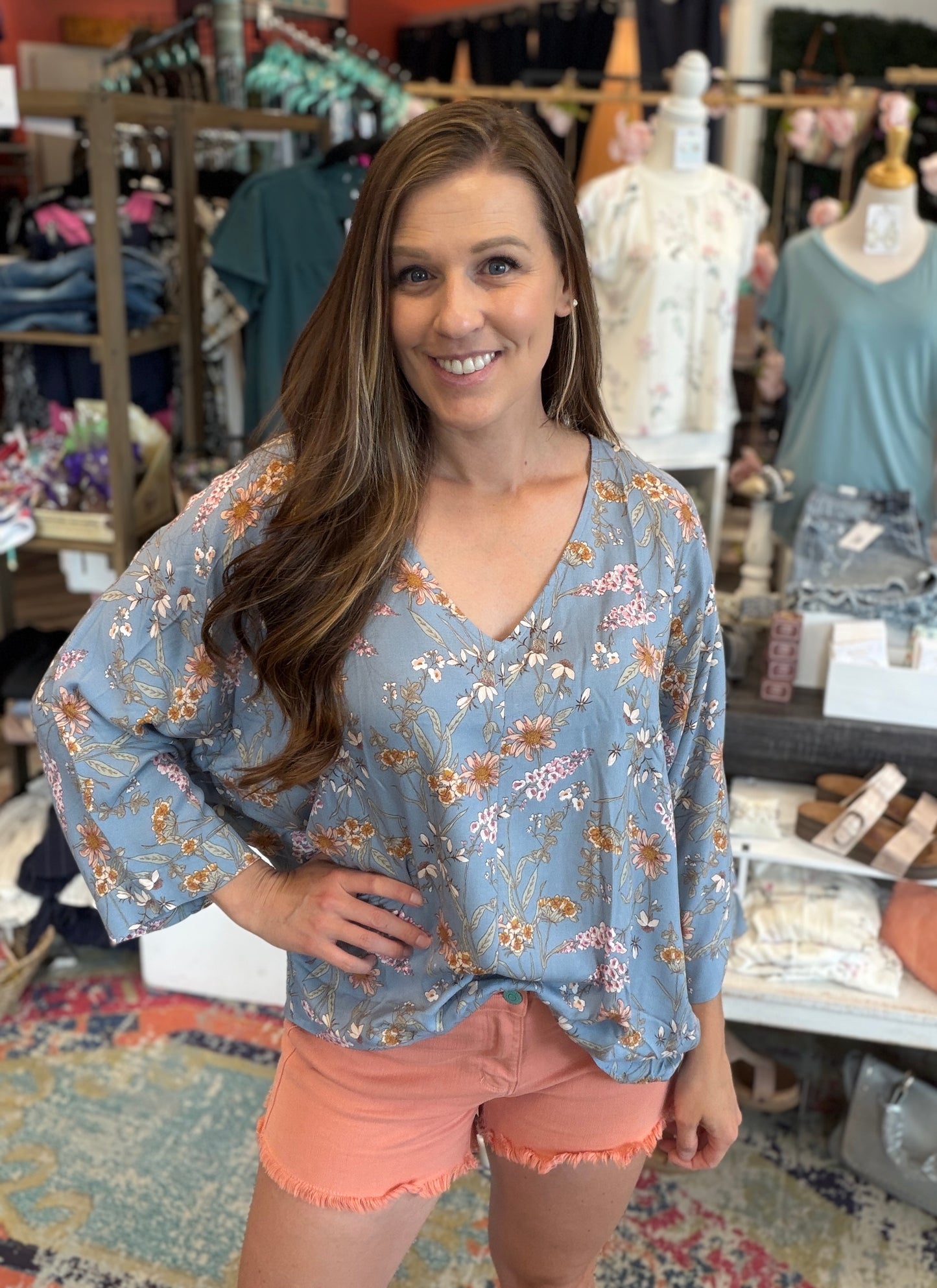 Light Blue Floral Blouse