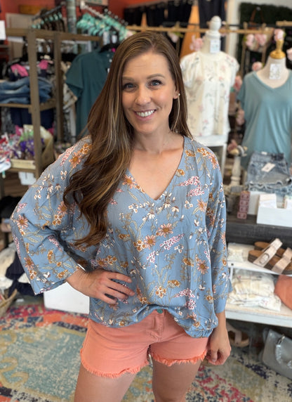 Light Blue Floral Blouse