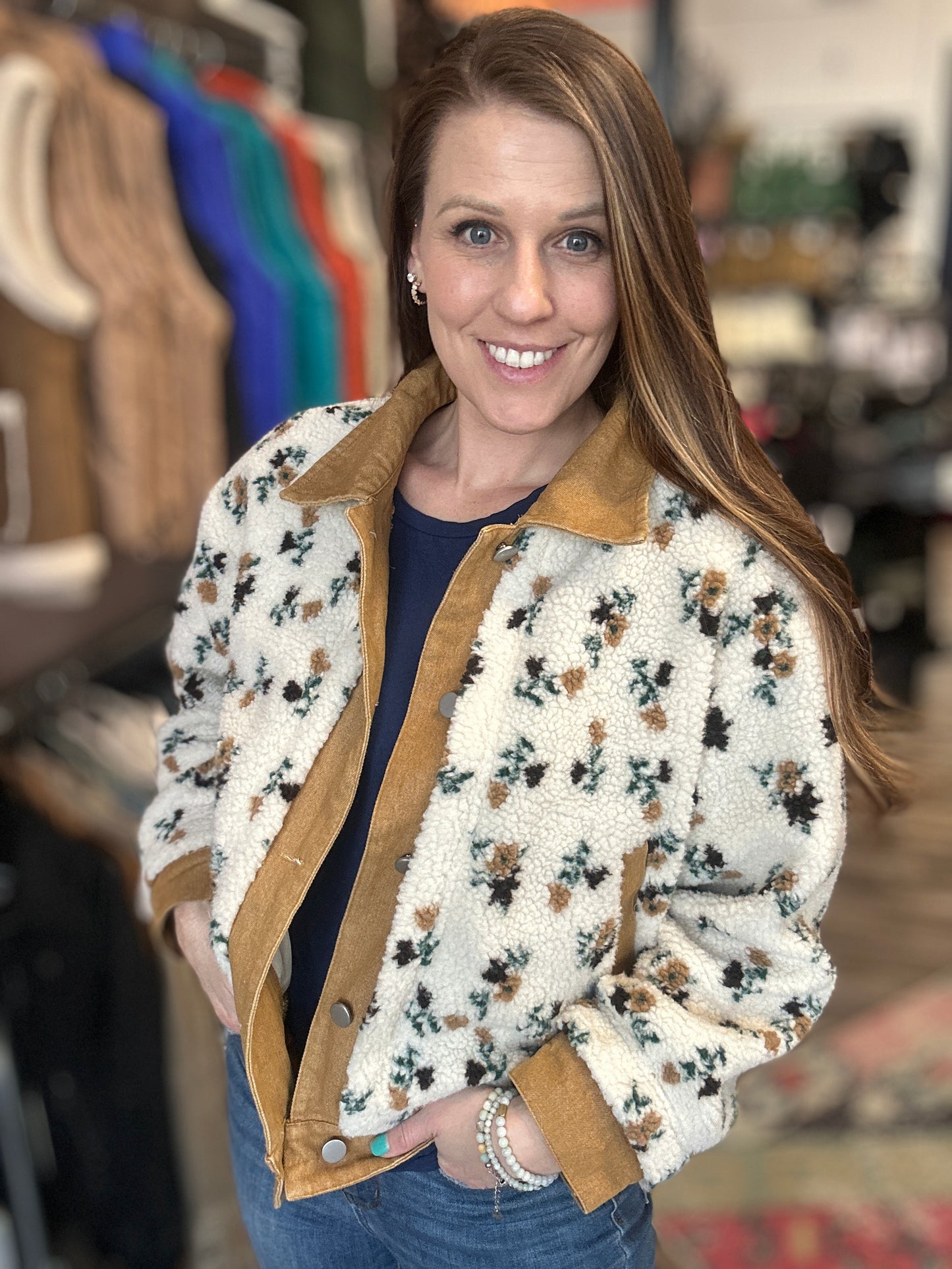 Floral Collared Button Up Jacket