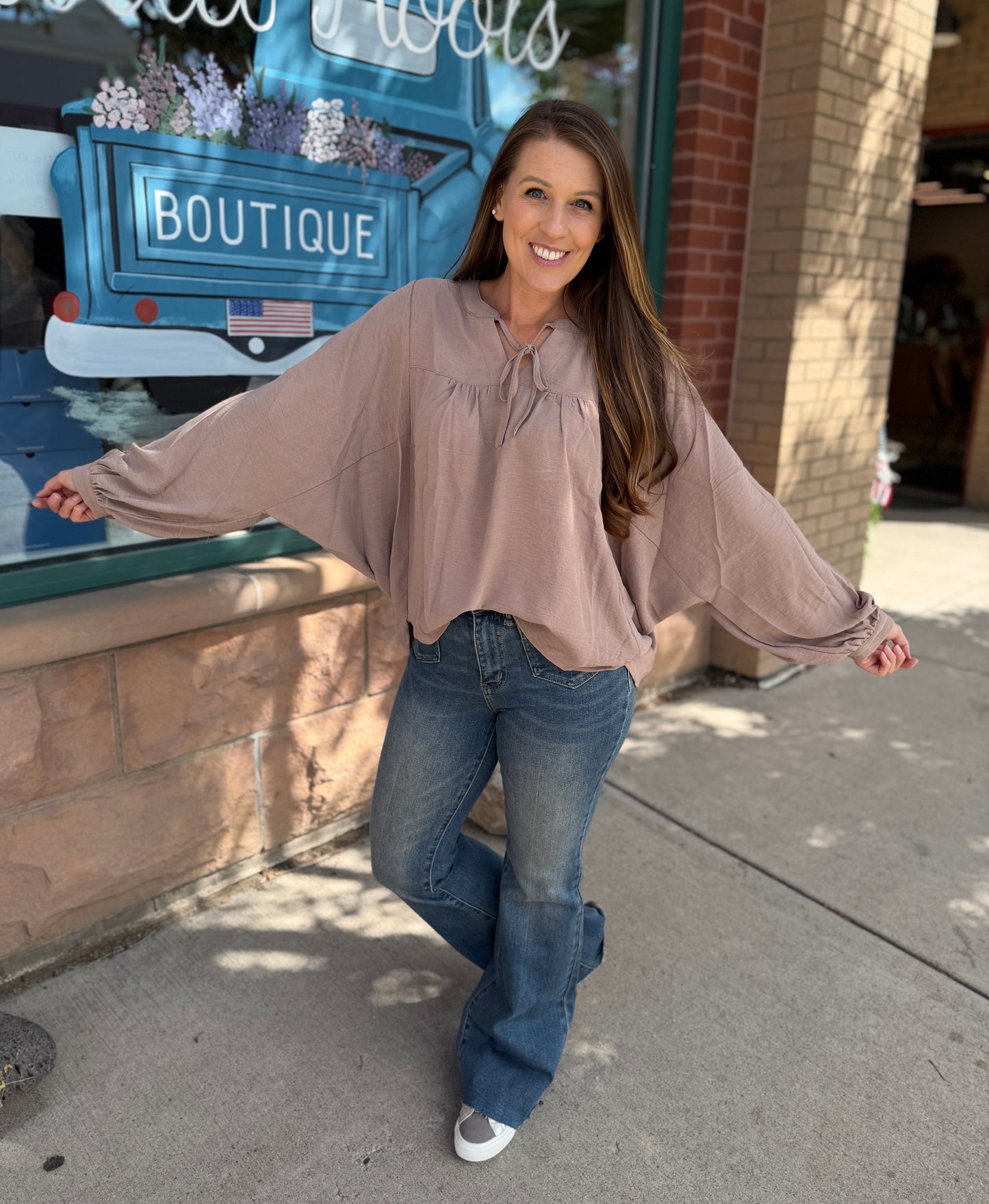 Taupe Long Sleeve Blouse