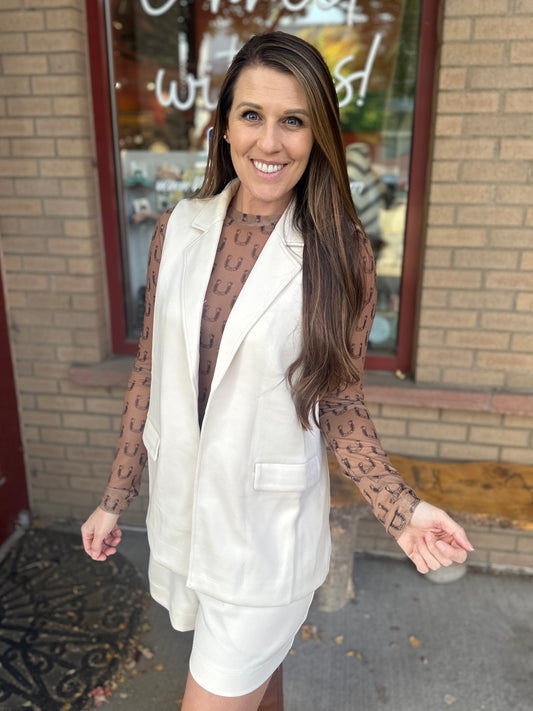Ivory Open Front Vest