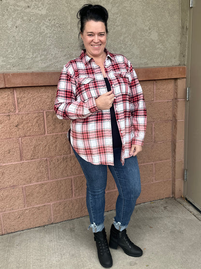 White and Red Plaid Flannel