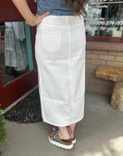 White Maxi Denim Skirt