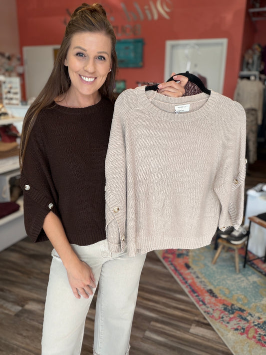 Moss Stitch Sweater with Button Details