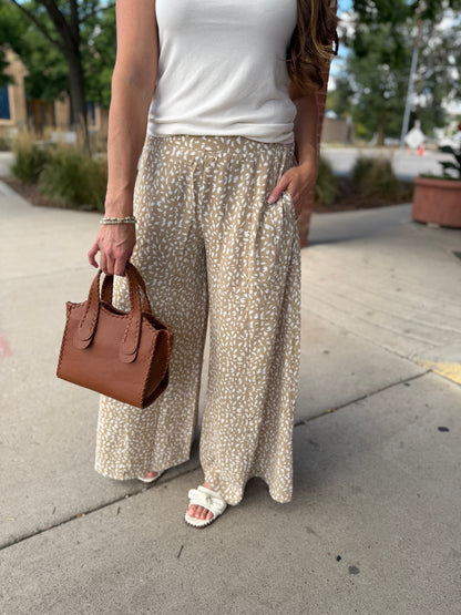 Geo Print Wide Leg Pants