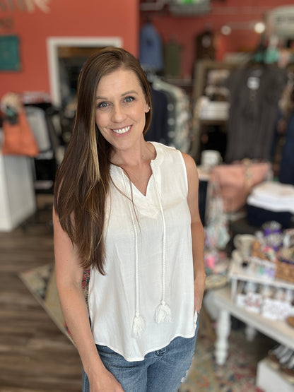V-Neck Tank With Tie Detail