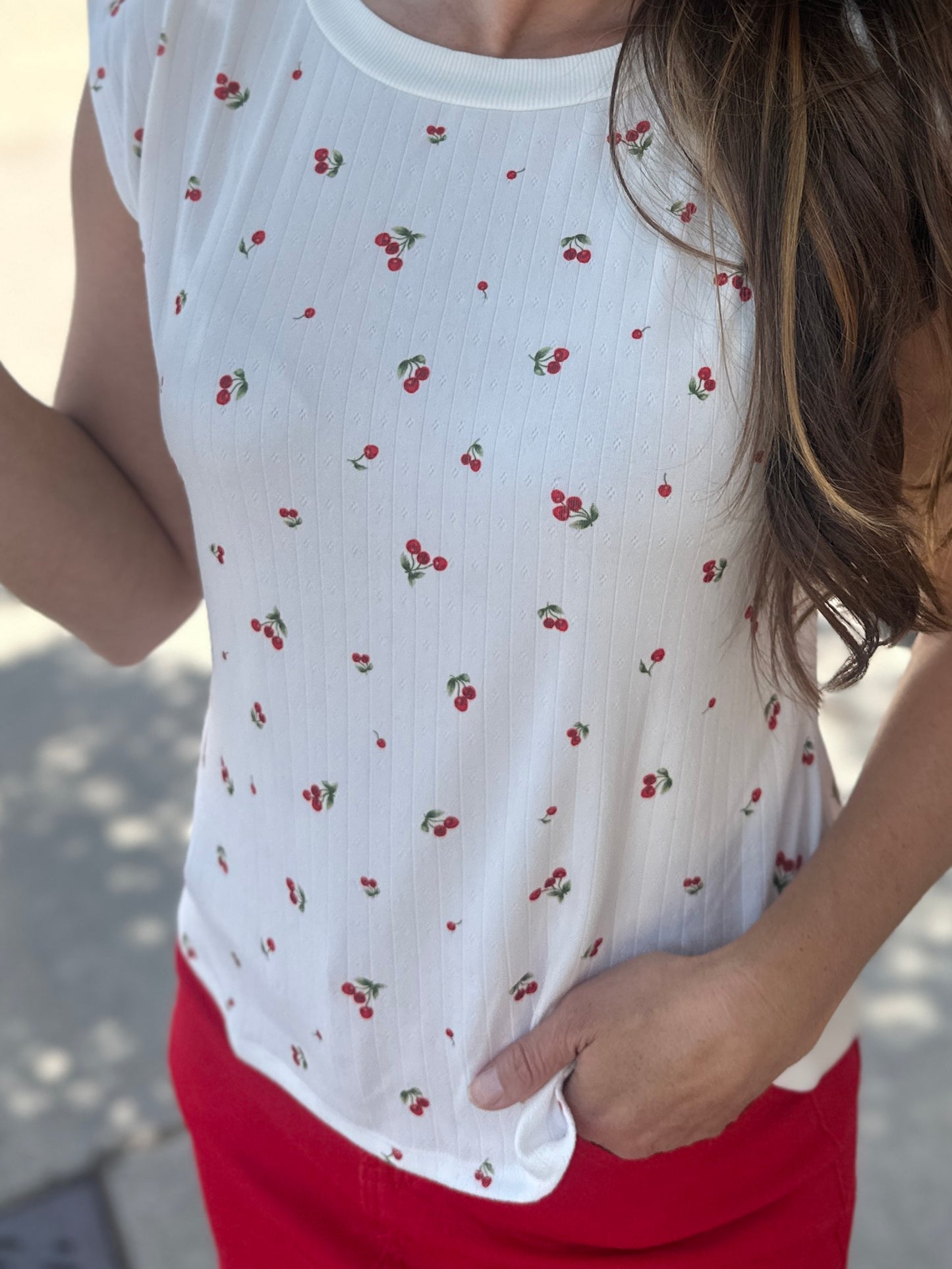Cherry  Sleeveless Top