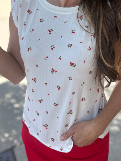 Cherry  Sleeveless Top