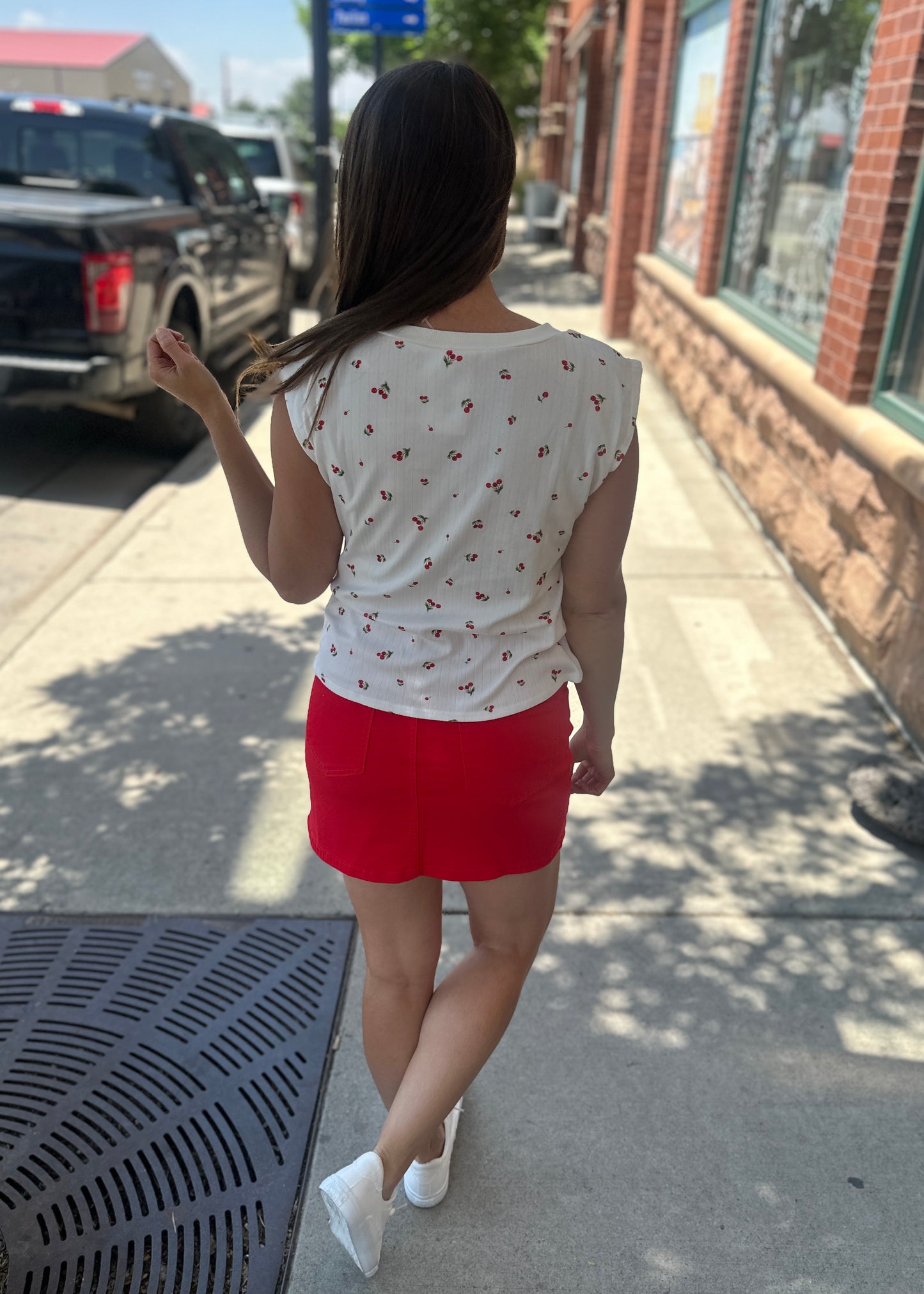 Cherry  Sleeveless Top
