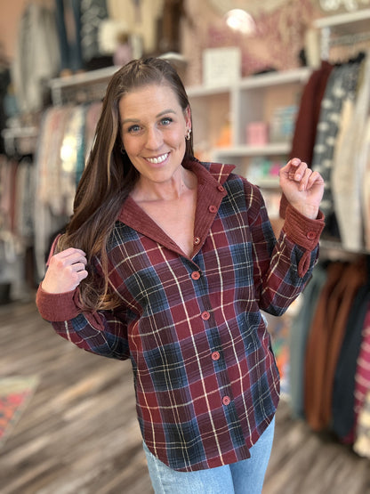 Burgundy Button Up Jacket