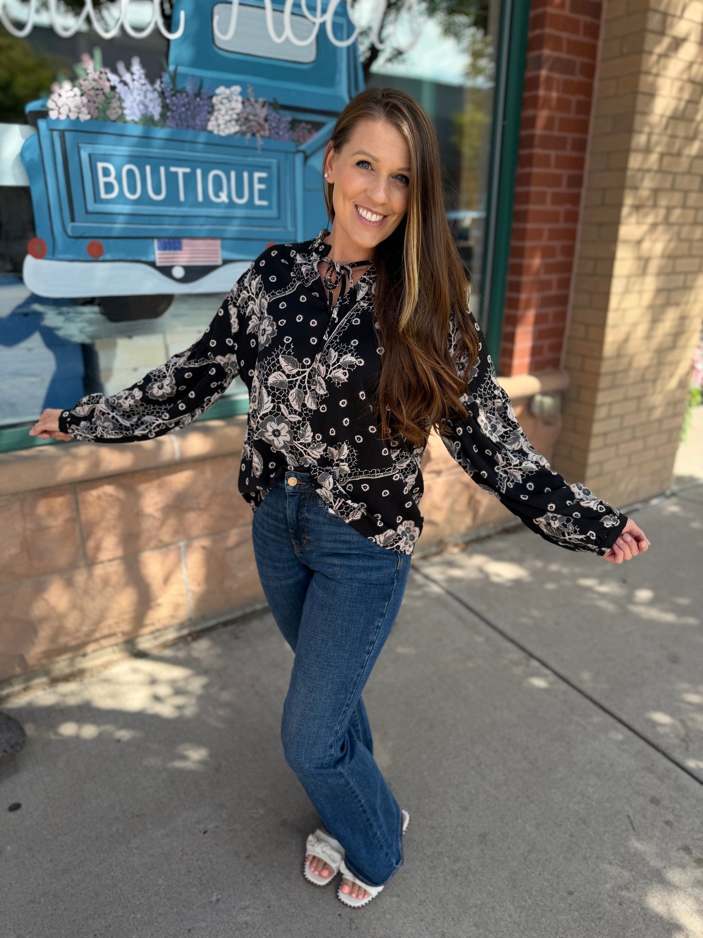 Sheridan Print V-Neck Blouse