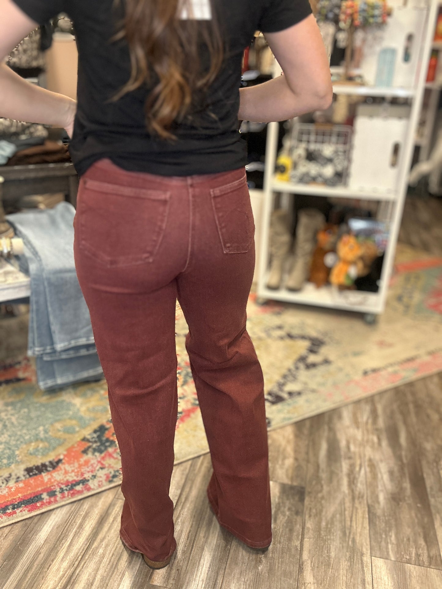 Twisted Seam Retro Burgundy Jeans
