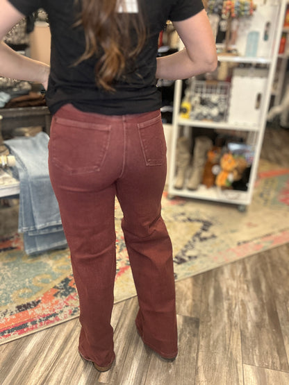 Twisted Seam Retro Burgundy Jeans