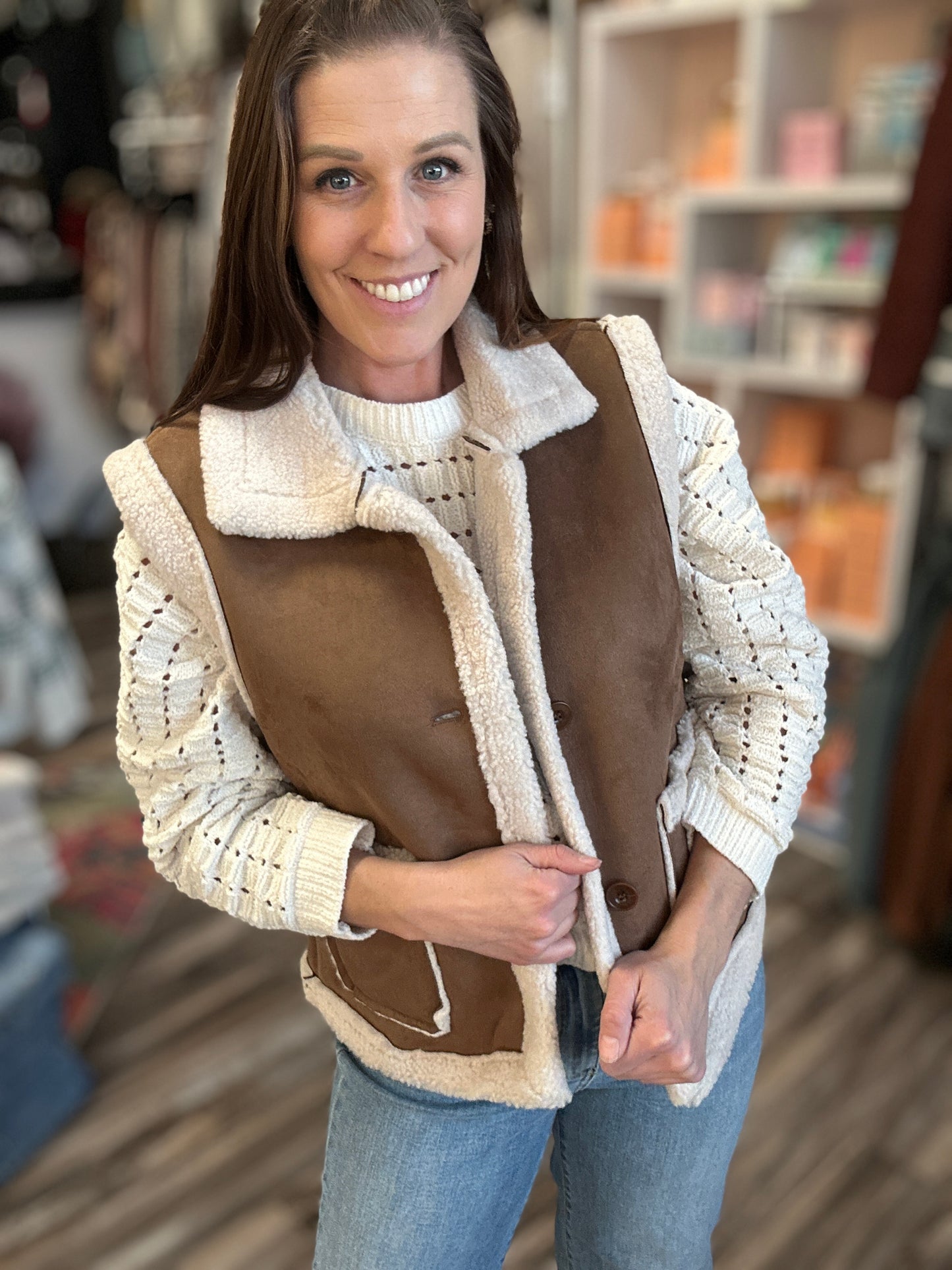 Suede Button Up Vest