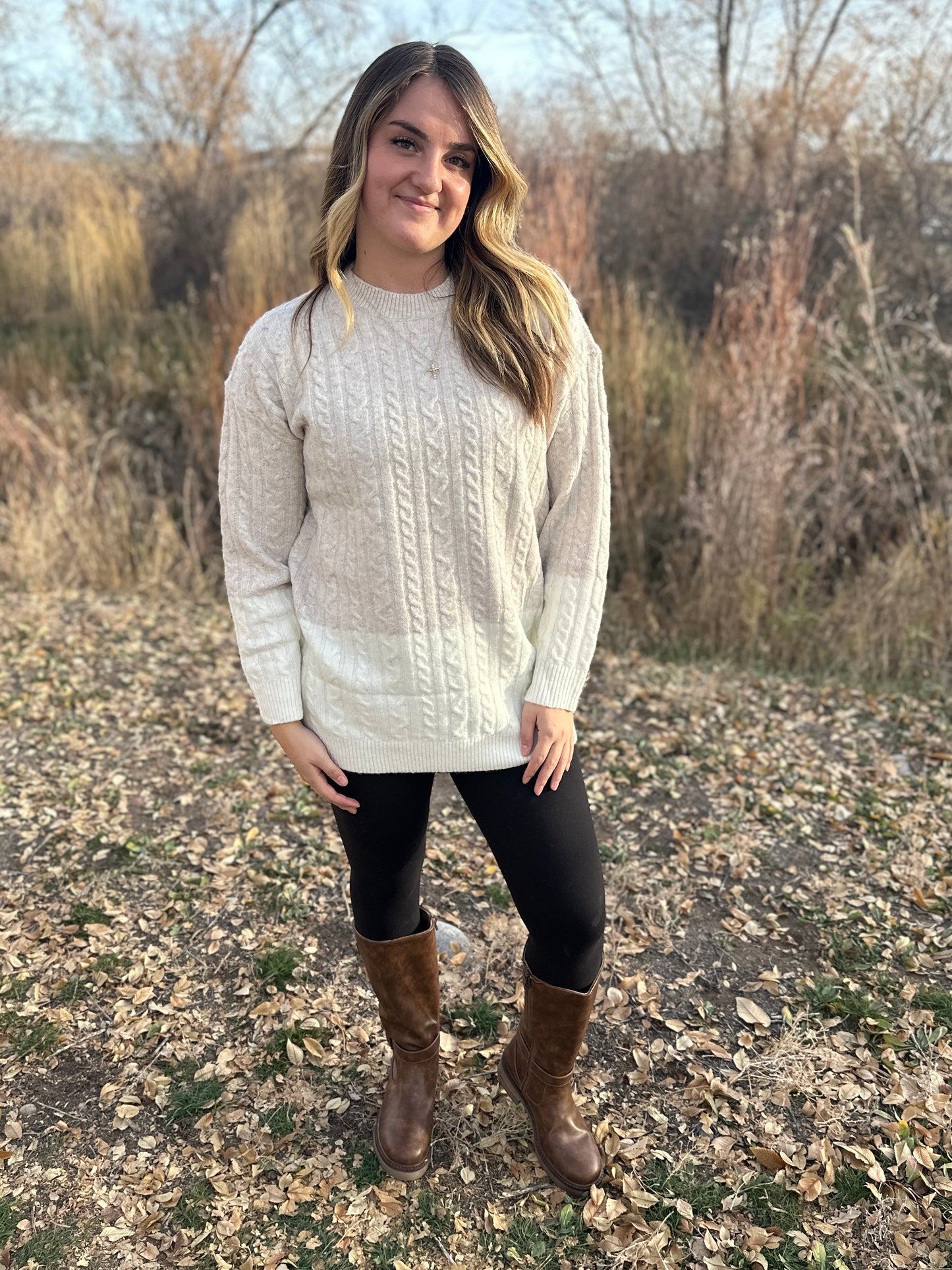 Knit Colorblock Tunic Sweater