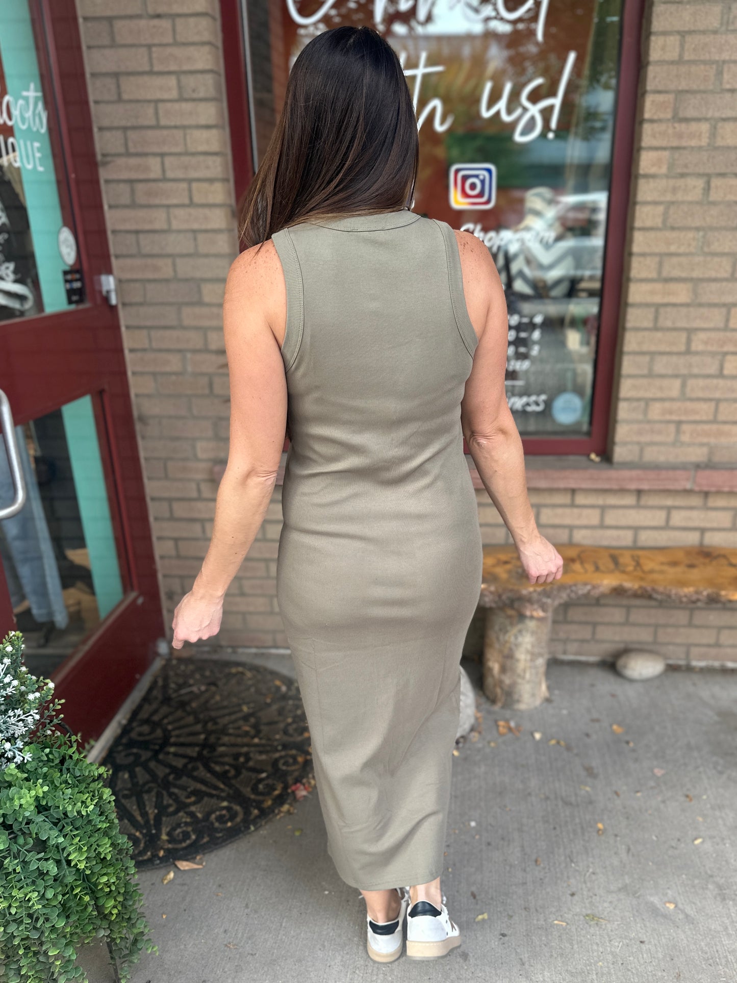 Olive Sleeveless Maxi Dress